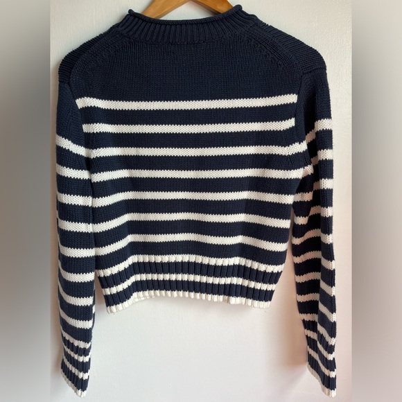 NWT J.Crew Women's Size XXS Rollneck sweater in Navy/White stripes - Picture 5 of 10